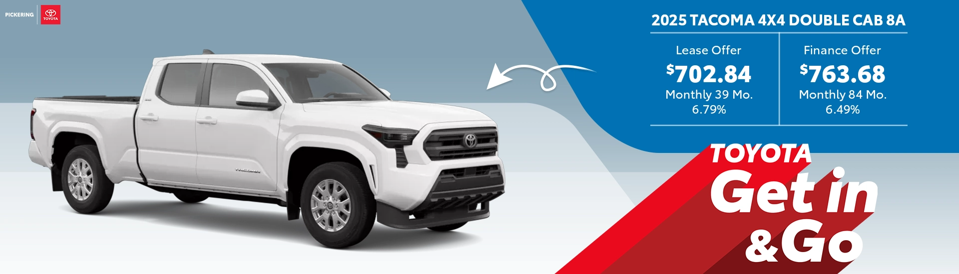 Get in & Go 2025 Toyota Tacoma 4x4 Double Cab 8A Deals @ Pickering Toyota