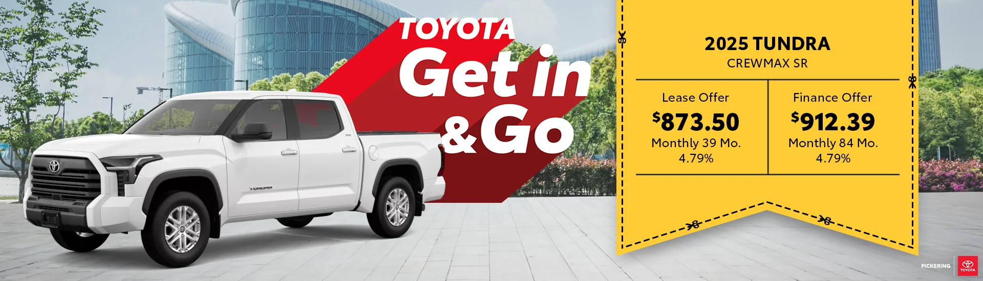 Get in & Go 2025 Toyota Tundra CrewMax SR Deals @ Pickering Toyota